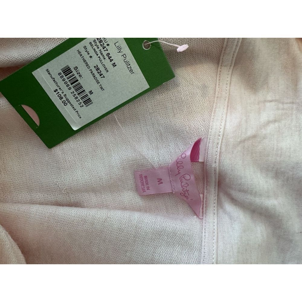 Lilly Pulitzer Off The Shoulder Heather Pink Cowl Neck Long Sleeve Shirt Med NWT - Picture 5 of 6